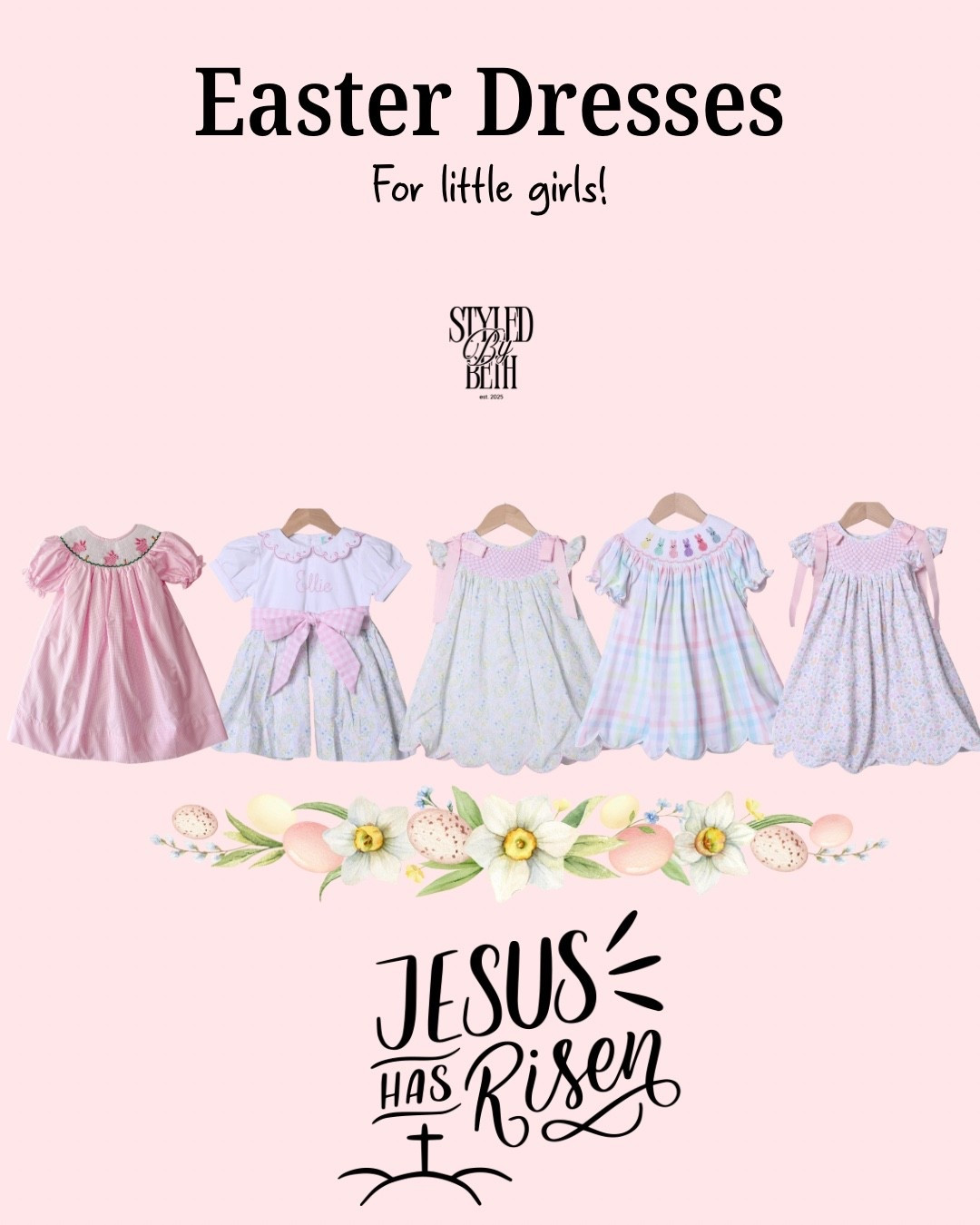 Sweet, soft, and made for Easter Sunday 🌸🐣

The prettiest little dresses for celebrating the greatest story ever told… ✝️💖
✨ Jesus has risen ✨

Which one is your favorite for your little girl? 👇💕 

#LTKSeasonal #LTKFestival #LTKKids