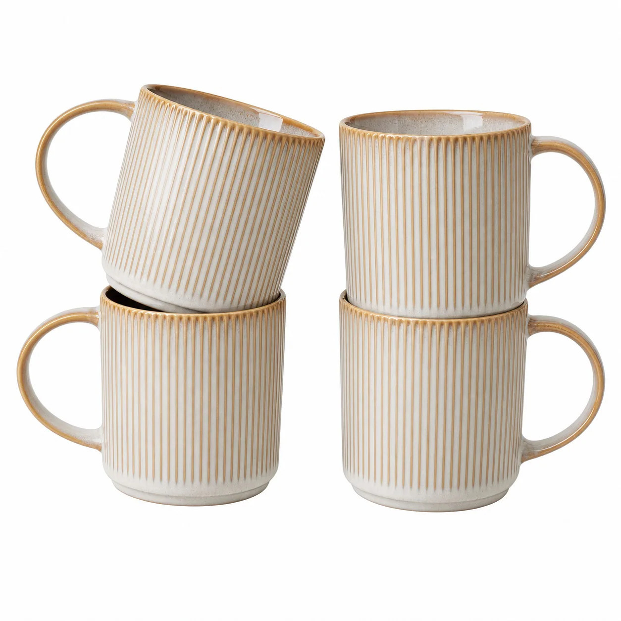 Baginizer 12 Oz Ceramic Stoneware Coffee Mug Set Of 4 Dishwasher Microwave Safe Stackable Drinkware For Tea Cocoa Milk Cappuccino one_size | Lowe's
