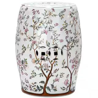 Flower Tree Blooming Ceramic Garden Stool | The Home Depot