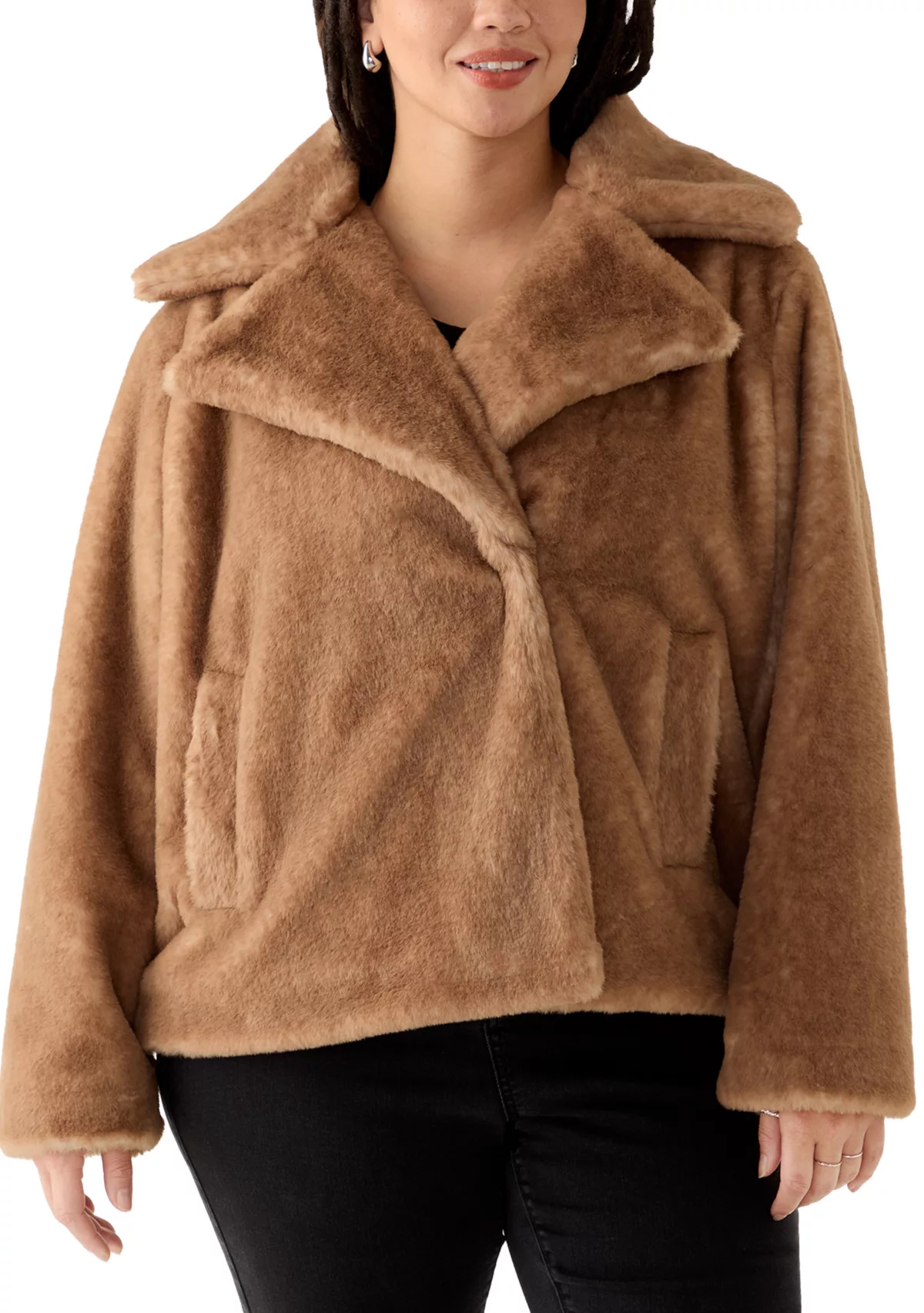 Crown & Ivy™Plus Size Long Sleeve Fur Jacket | Belk