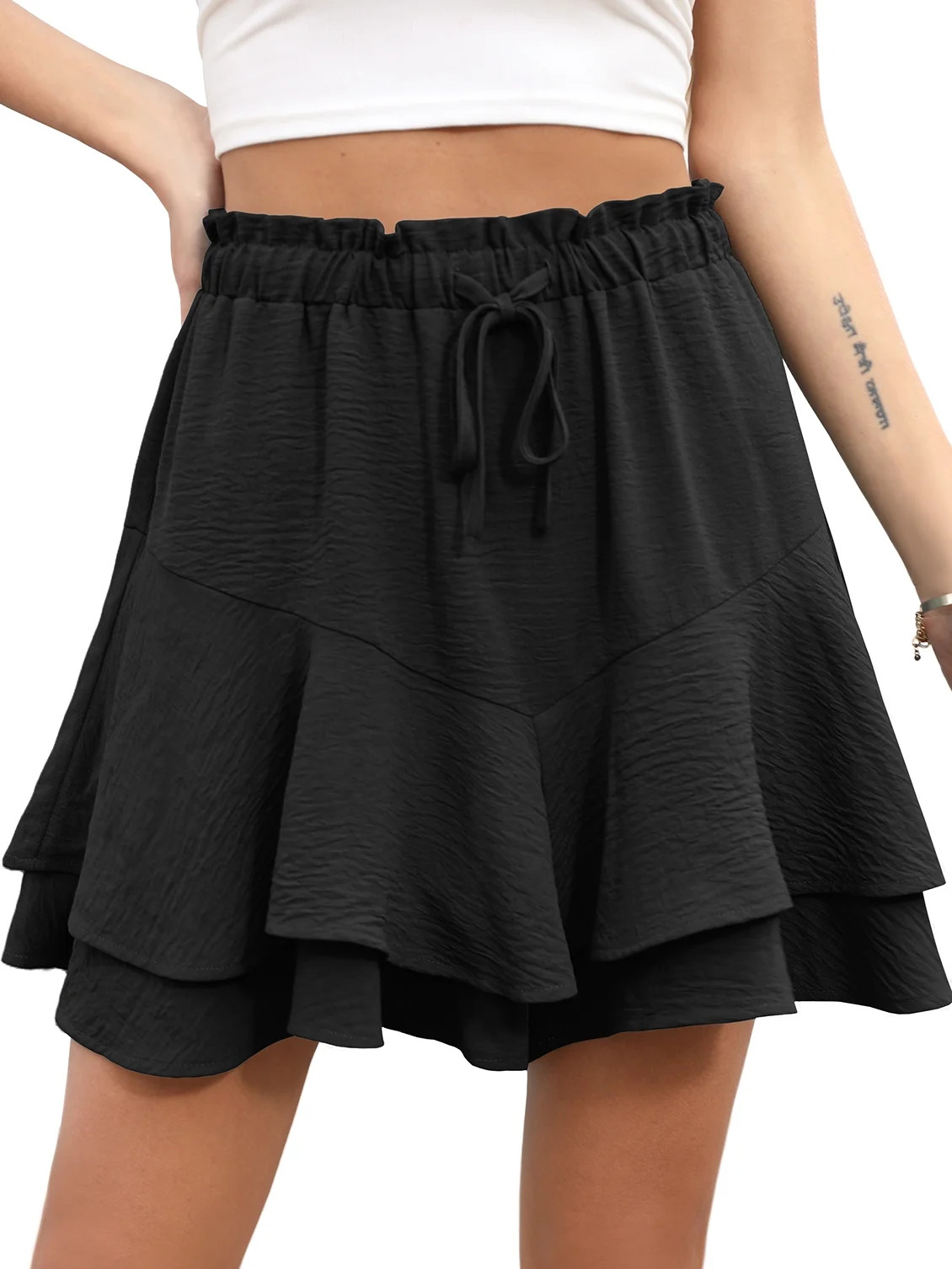 Cueply Flowy Shorts for Women Mini Tennis Skirt Ruffle Tiered Skorts Running Workout Sports Short... | Walmart (US)