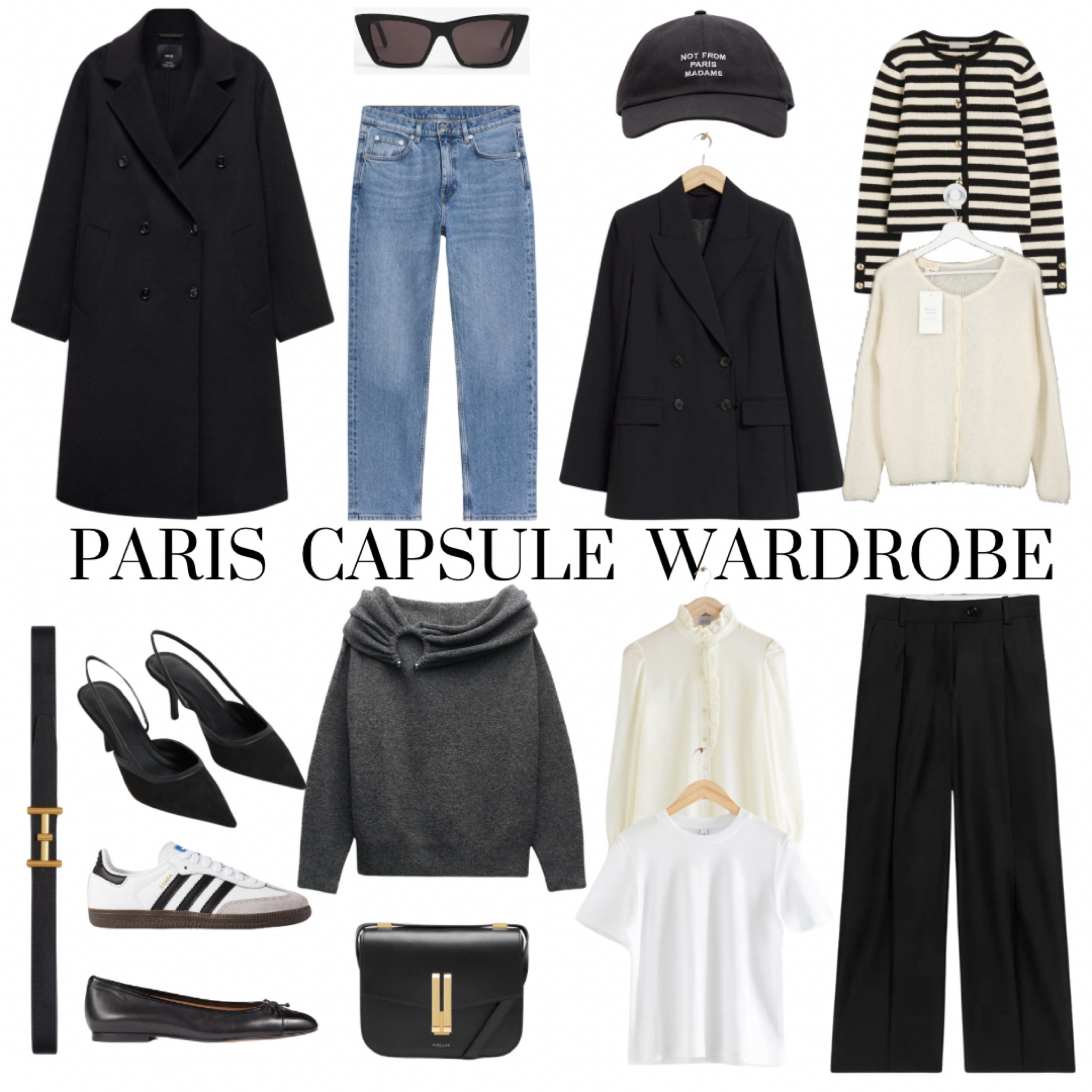 Weekend break in Paris ❣️

Grey Jumper is Zara 
Capsule collection
Monochrome colour palette 
Adidas samba 
Silk blouse 
Black wide pants 
Ballet pumps 
Black coat 
Not from Paris madam cap  


#LTKstyletip #LTKtravel