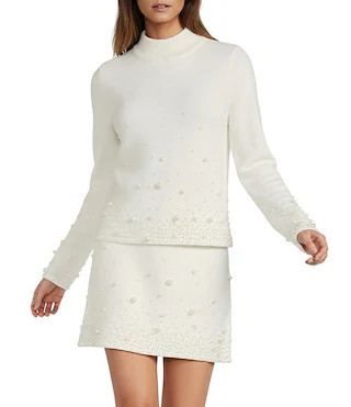 Gracelyn Coordinating Pearl Detailing Long Sleeve Crew Neckline Sweater | Dillard's