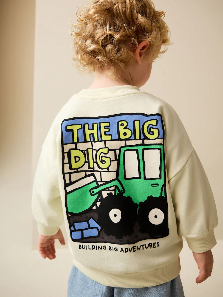 Buttermilk Yellow Digger Back Printed Crew Neck Jersey Sweatshirt (3mths-7yrs) | Next US