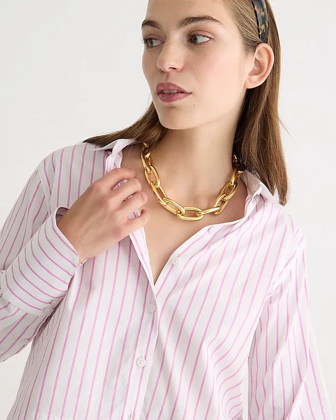 Cropped garçon shirt in pink stripe print | J.Crew US