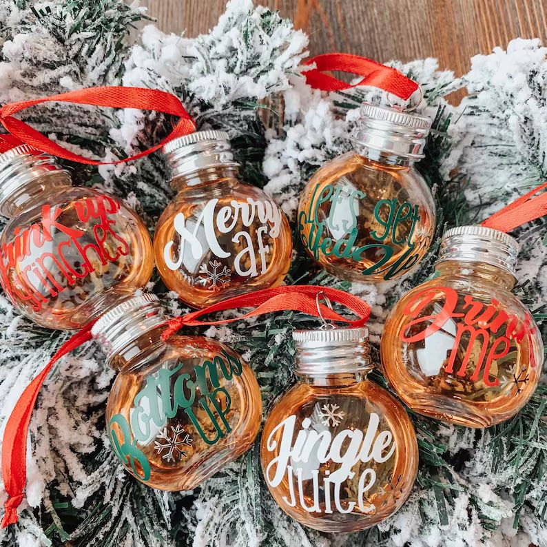 Christmas Booze Balls Ornaments. Funny Shot Glass for Stocking - Etsy | Etsy (US)