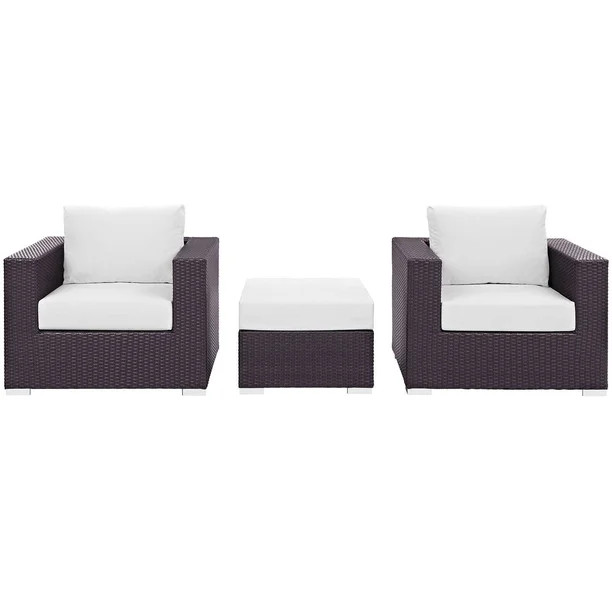 Modway Convene Wicker 3 Piece Patio Sofa Set with Cushion | Walmart (US)