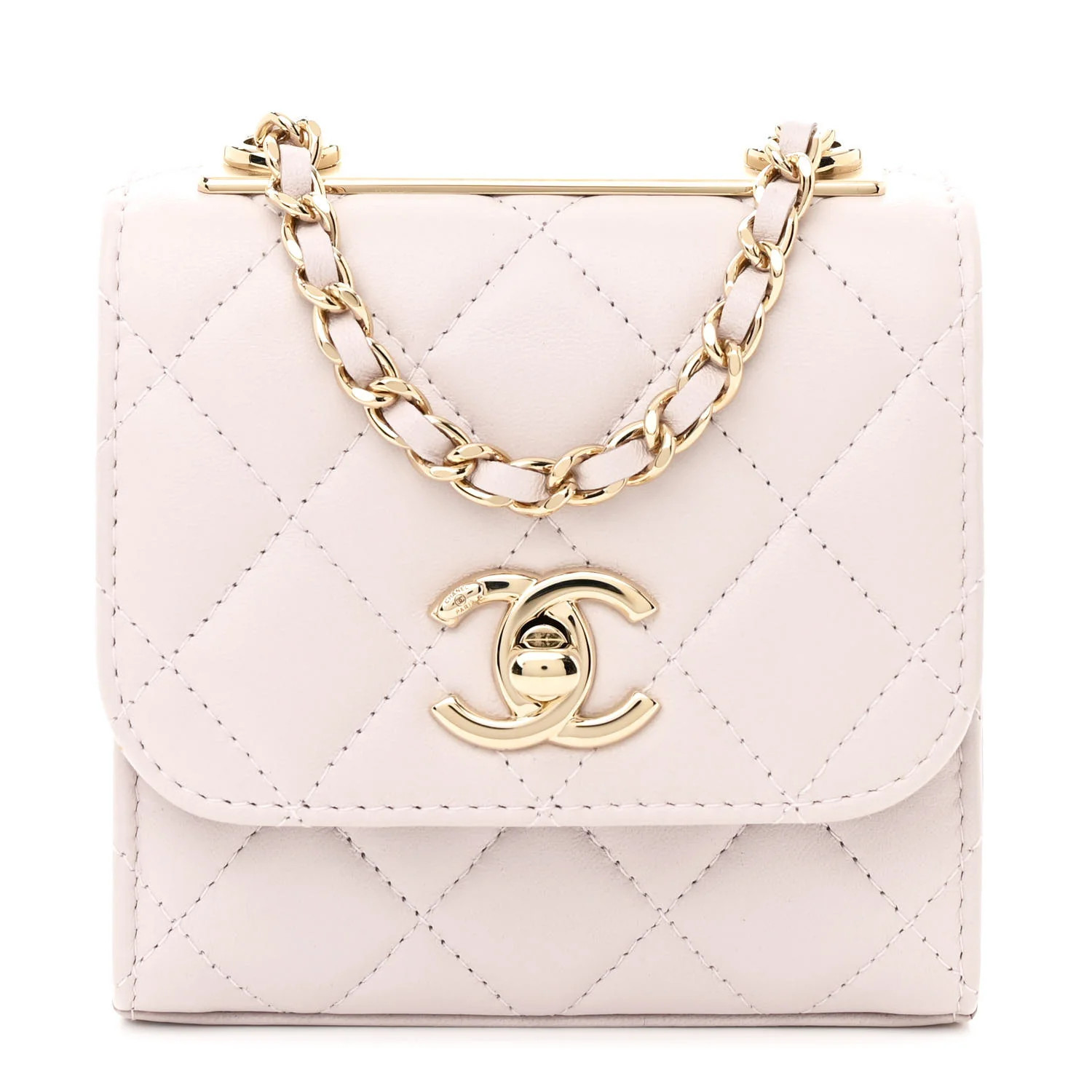 Lambskin Quilted Mini Trendy CC Clutch With Chain Lilac | FASHIONPHILE (US)