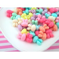20 Multicolor Pastel Acrylic Plastic Bunny Rabbit Head Beads, Chunky Resin Fake Easter Candy Kids Craft Beading Supplies, J149 | Etsy (US)