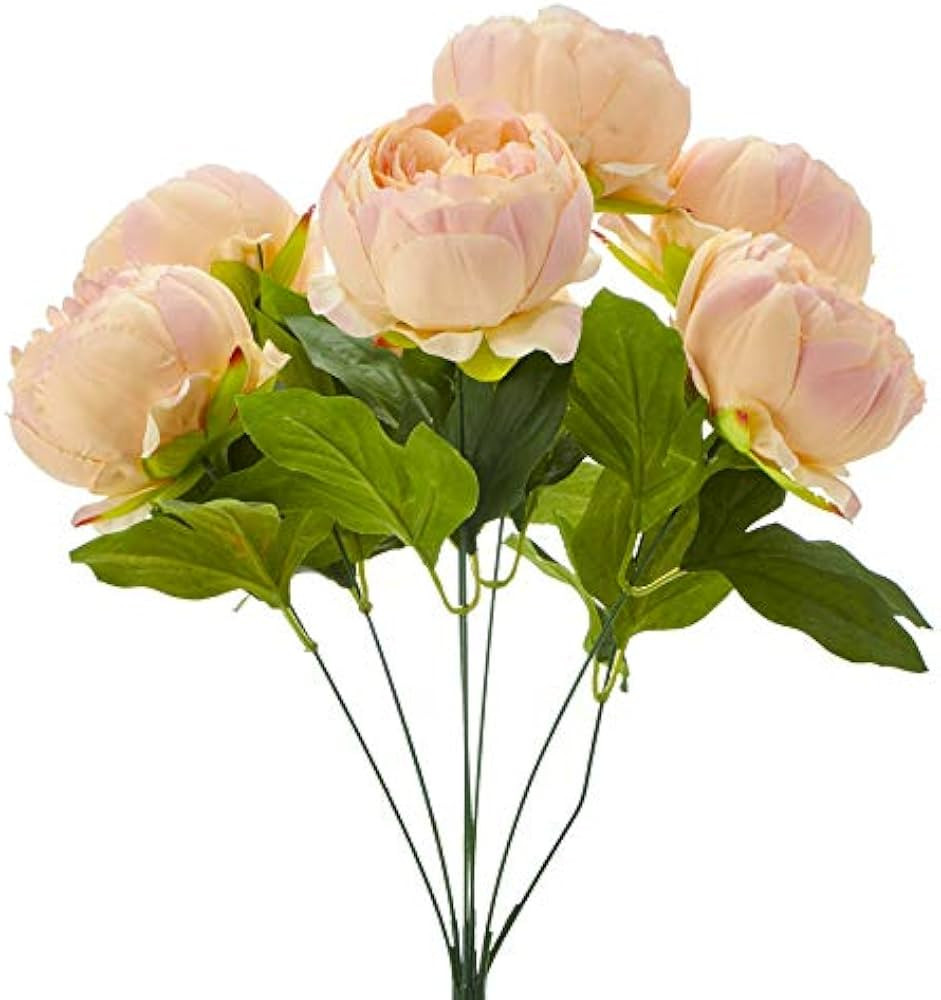 Pack of 6 Artificial Blush English Rose Flower Bouquet – 18.5 in Decorative Wedding Floral for ... | Amazon (US)