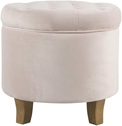 HomePop by Kinfine Fabric Upholstered Round Storage Ottoman - Velvet Button Tufted Ottoman with R... | Amazon (US)