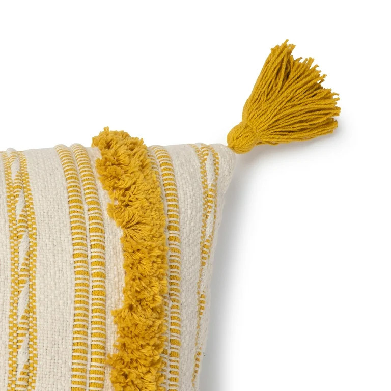 Better Homes & Gardens Woven Tufted Decorative Lumbar Pillow, 14" x 24", Yellow, 1 per Pack - Wal... | Walmart (US)