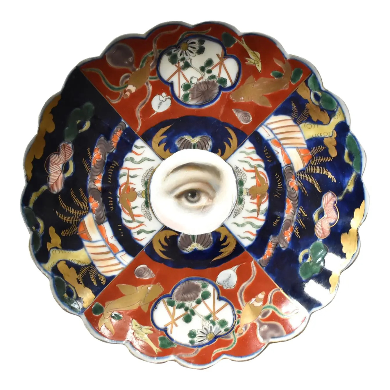 Lover's Eye Painting on an Antique Japanese Imari Plate by Susannah Carson | Chairish