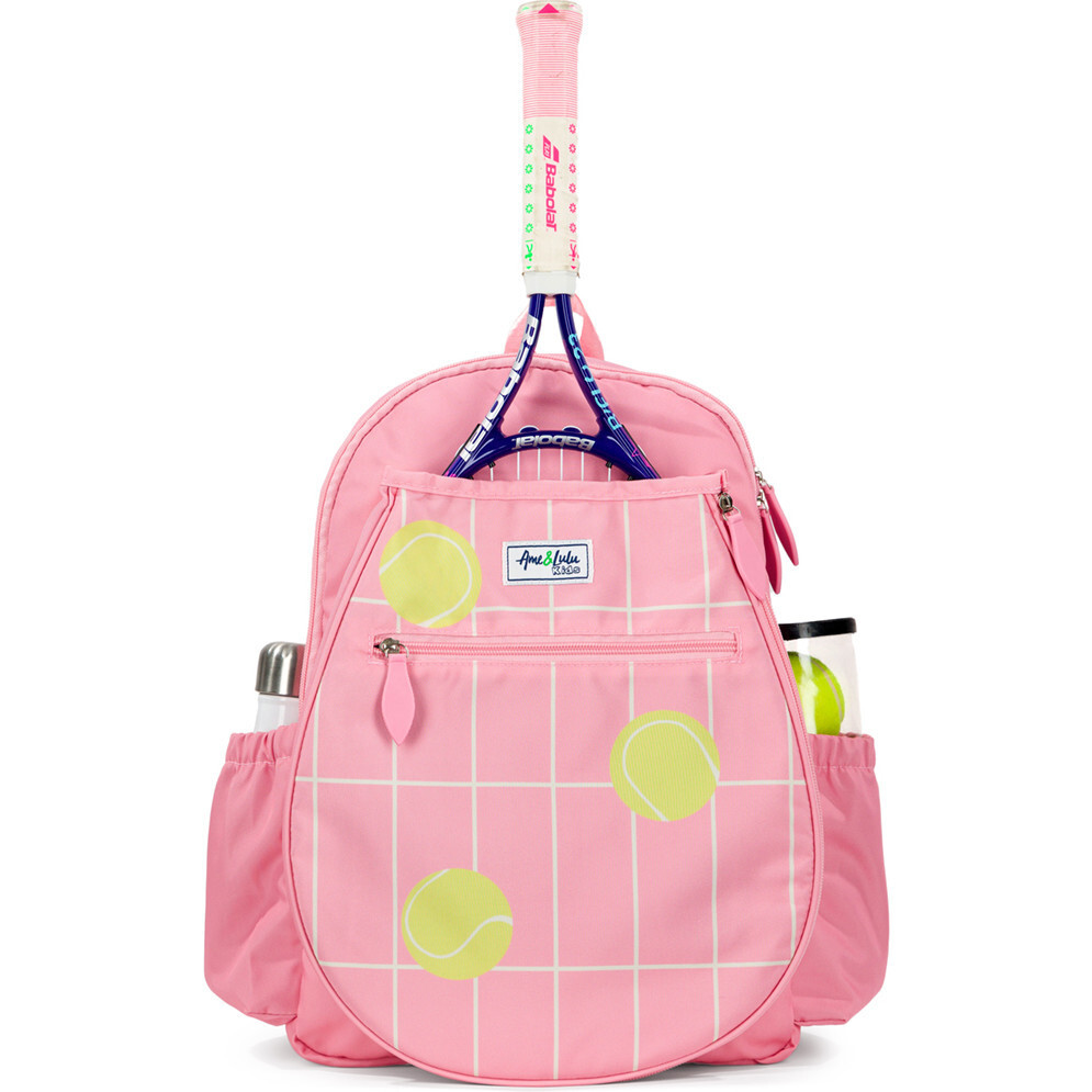 Big Love Tennis Backpack, Coral Tennis Grid | Maisonette