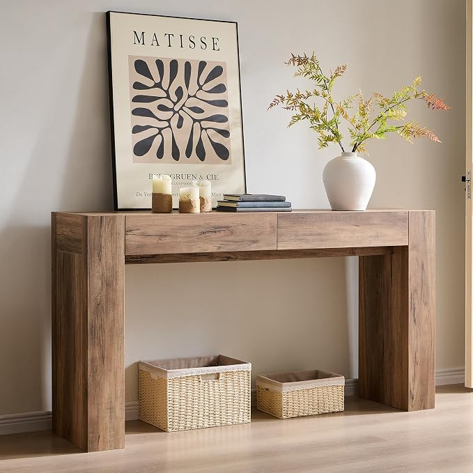 OKD Modern Entryway Console Table, Sofa Table with Drawers, 63" Long Hall Table Behind Couch, Thi... | Amazon (US)
