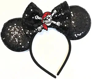 CLGIFT Pirate Minnie Ears, Cruise ears, Pirate Minnie Ears, Silver Black blue minnie ears, Rainbo... | Amazon (US)