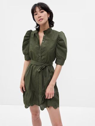 Puff Sleeve Eyelet Mini Dress | Gap (US)