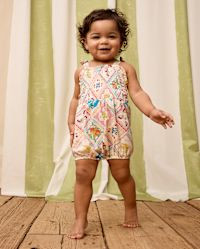 Baby Girls Sleeveless Tile Bow Shoulder Bubble Romper - Amalfi Coast - WHITE | Gymboree | Gymboree