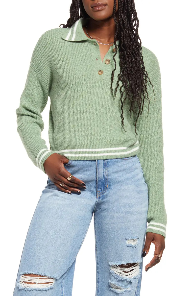 Rib Long Sleeve Polo Sweater | Nordstrom