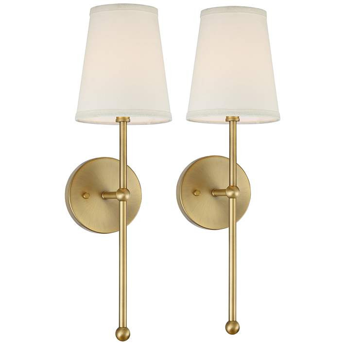 Possini Euro Elena 21" High Warm Brass Wall Sconce Set of 2 - #462Y0 | Lamps Plus | Lamps Plus