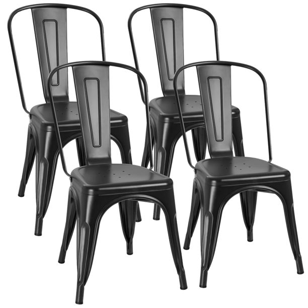Furmax Set of 4 Metal Dining Chairs, Black | Walmart (US)