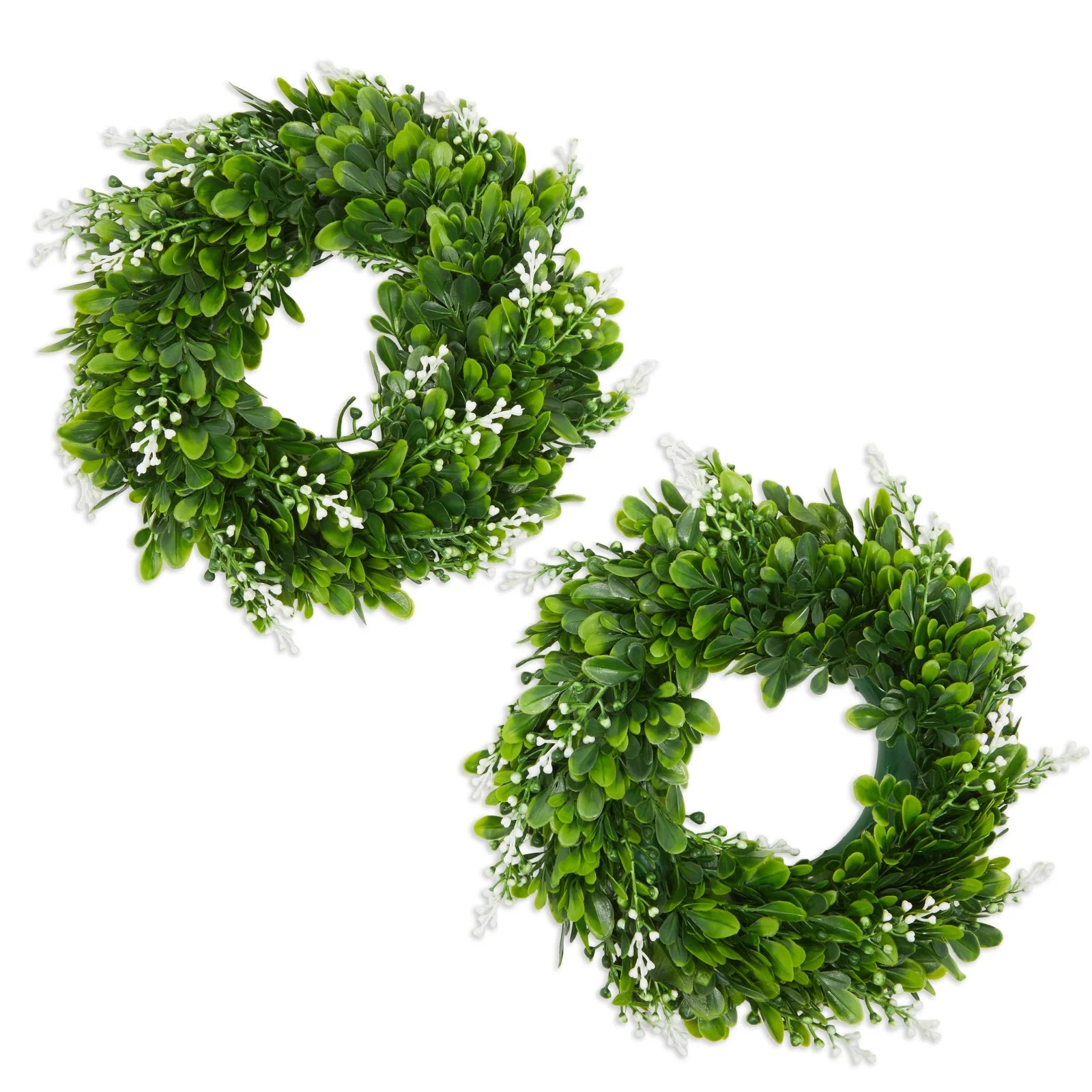 2 Pack Artificial Boxwood Wreaths for Farmhouse Decor Front Door, Window (12 In) - Walmart.com | Walmart (US)