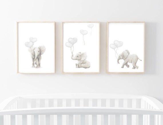 nursery prints, elephant art, elephant prints, nursery wall art, nursery art prints, elephant artwor | Etsy (UK)