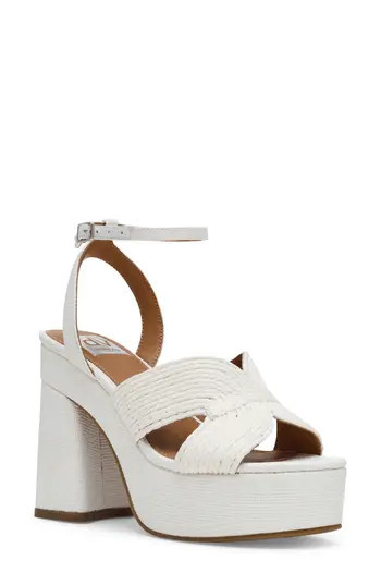 DV by Dolce Vita Waylan Raffia Platform Ankle Strap Sandal in White at Nordstrom Rack, Size 7.5 | Nordstrom Rack