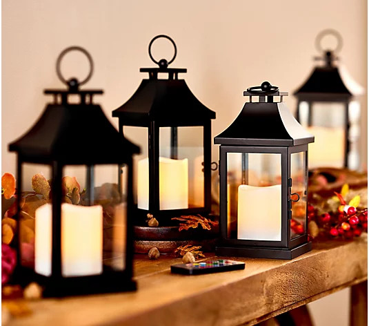 Home Reflections 4pc Metal Lanterns w/Color Morph Pillar & Boxes - QVC.com | QVC