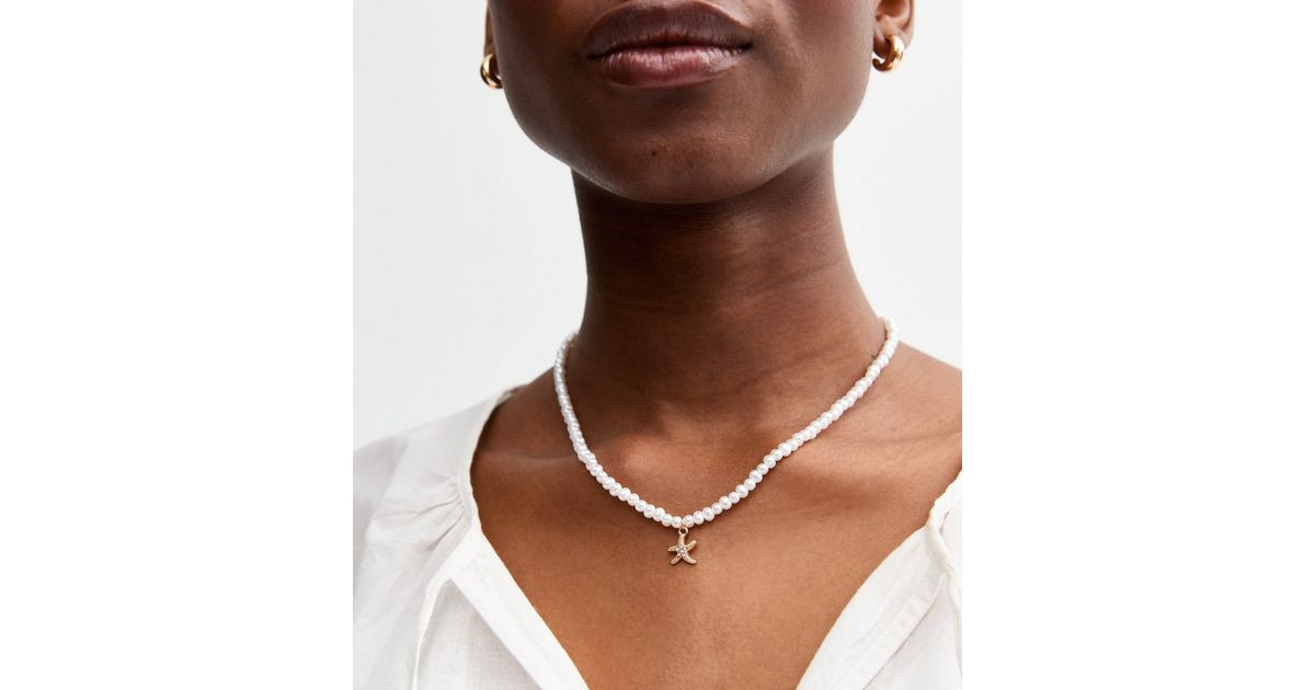 Cream Faux Pearl Starfish Pendant Necklace | New Look | New Look (UK)