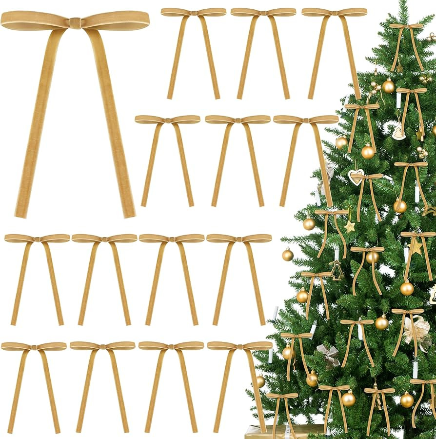 30 Pcs Velvet Christmas Wreath Bow, Twist Tie Bows, Satin Bows with Twist Tie, 5 x 7 Inch Rustic ... | Amazon (US)