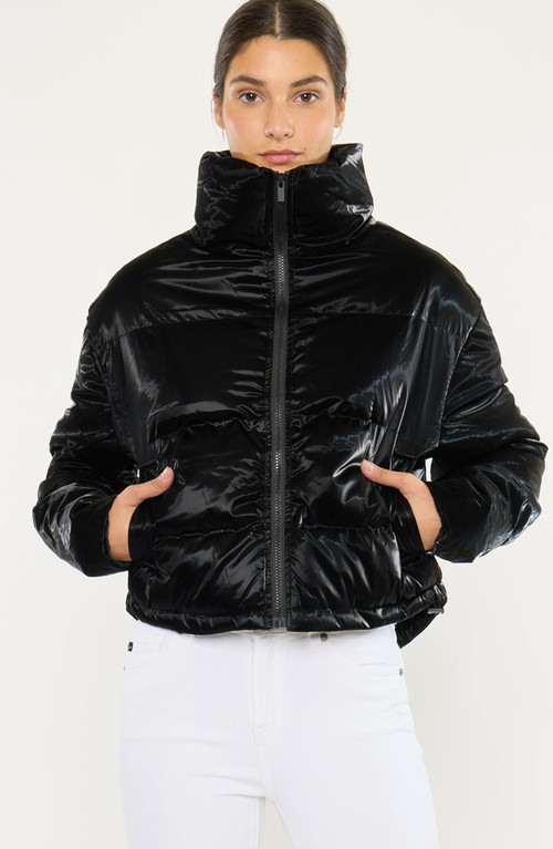 KanCan Lux Cropped Puffer Jacket in Black at Nordstrom, Size Small | Nordstrom