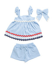 Infant Girls 2pc Americana Trim Seersucker Top And Shorts Set | Baby | Marshalls | Marshalls