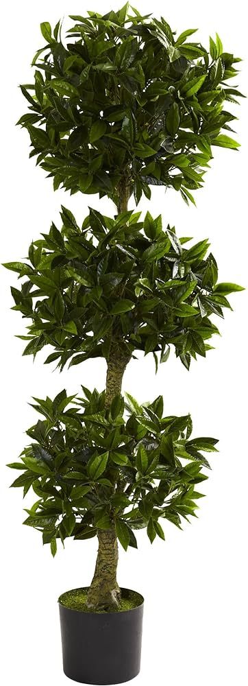 Nearly Natural 5381 5ft. Triple Bay Leaf Topiary UV Resistant (Indoor/Outdoor),Green | Amazon (US)