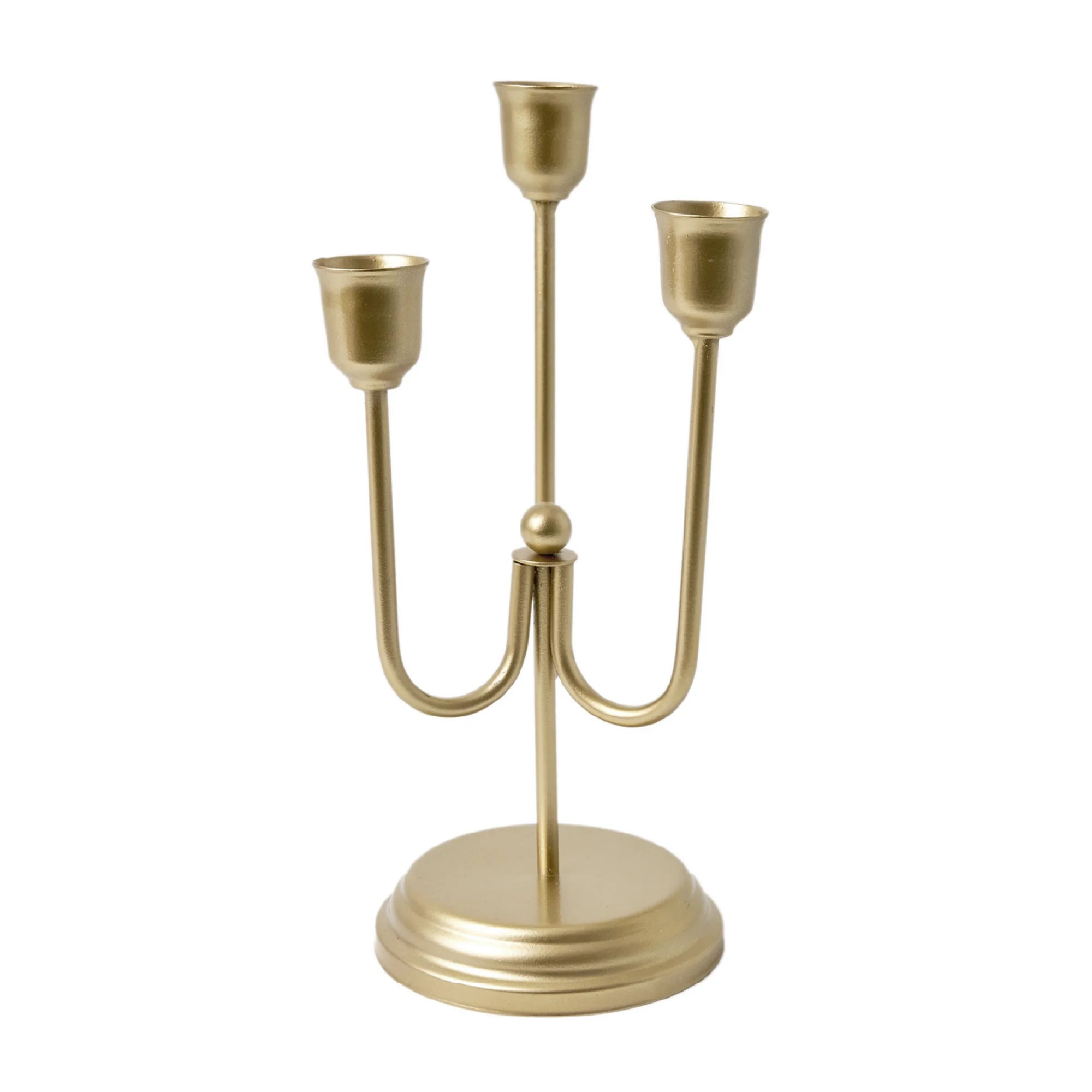 Home Decor Collection 3-Arm Gold Taper Candle Holder –  9" - Walmart.com | Walmart (US)