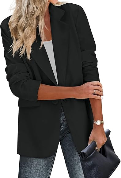 Zeagoo Womens Casual Blazers Pockets Long Sleeve Open Front Work Office Jackets Lapel Button Long... | Amazon (US)