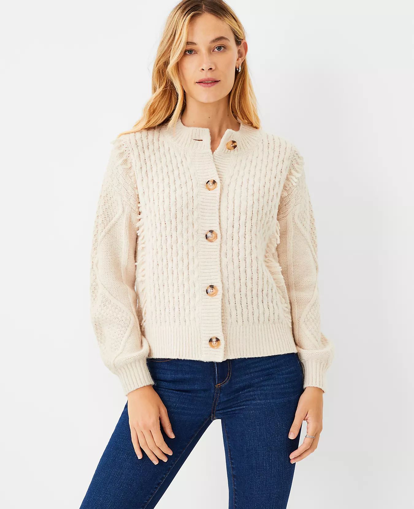Fringe Cable Cardigan | Ann Taylor (US)