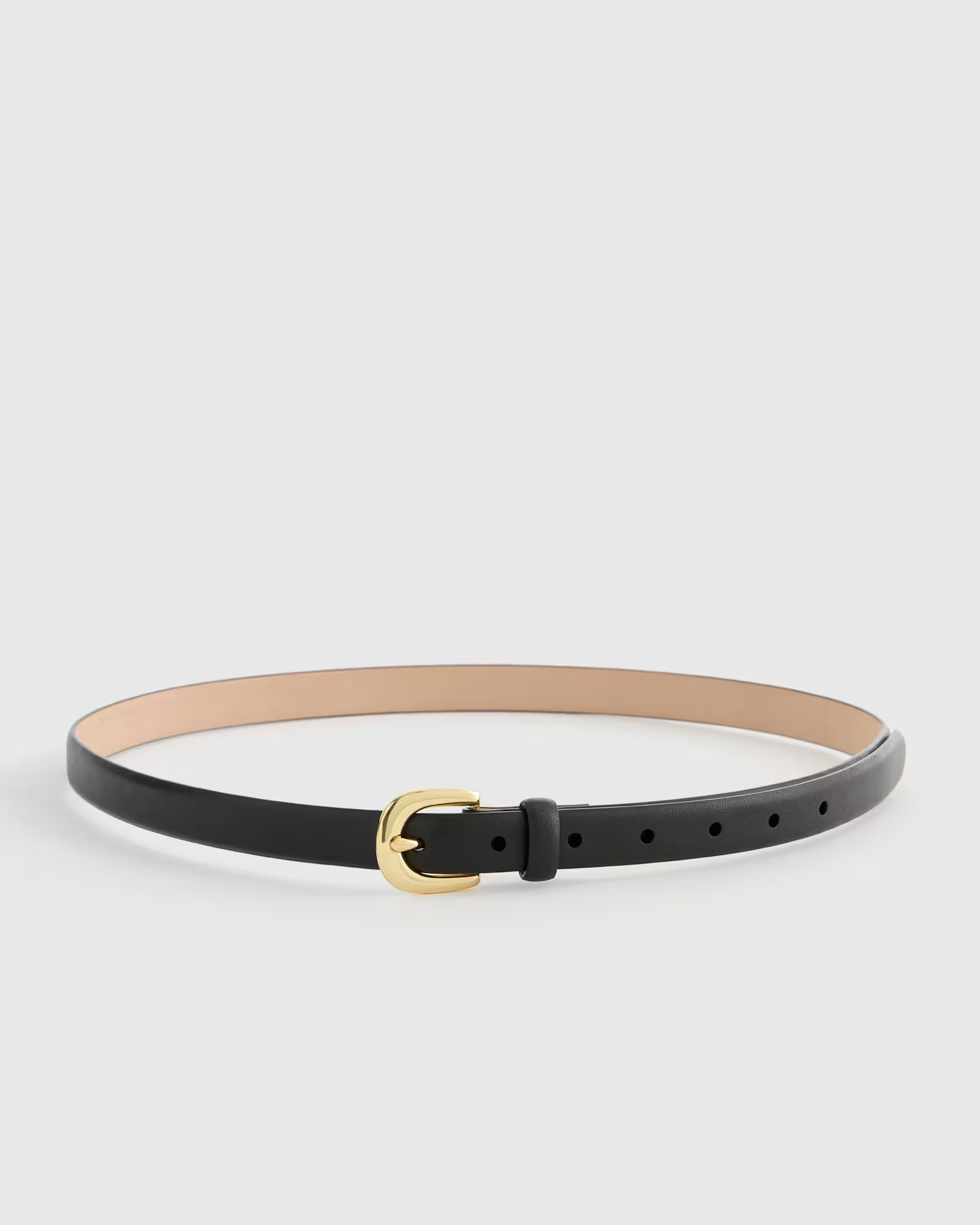 Sofia European Leather Skinny Belt in Black | Quince