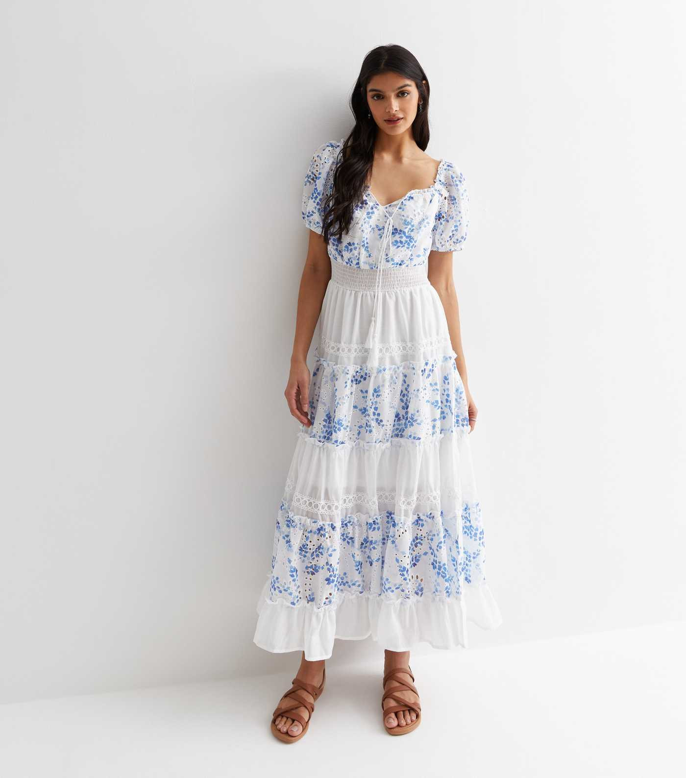 Blue Vanilla Blue Floral Tiered Maxi Dress | New Look | New Look (UK)