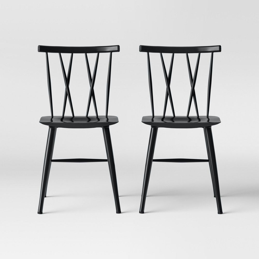 Set of 2 Becket Metal X Back Dining Chair Black - Project 62 | Target