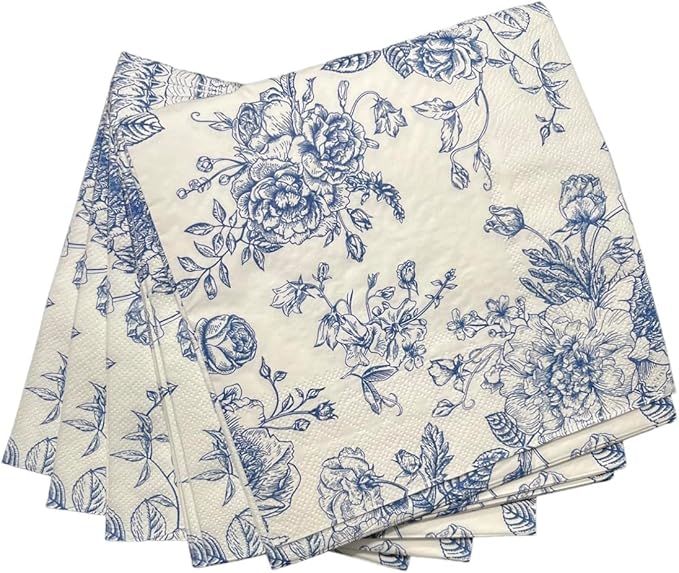 Blue Floral Paper Napkins | Amazon (US)