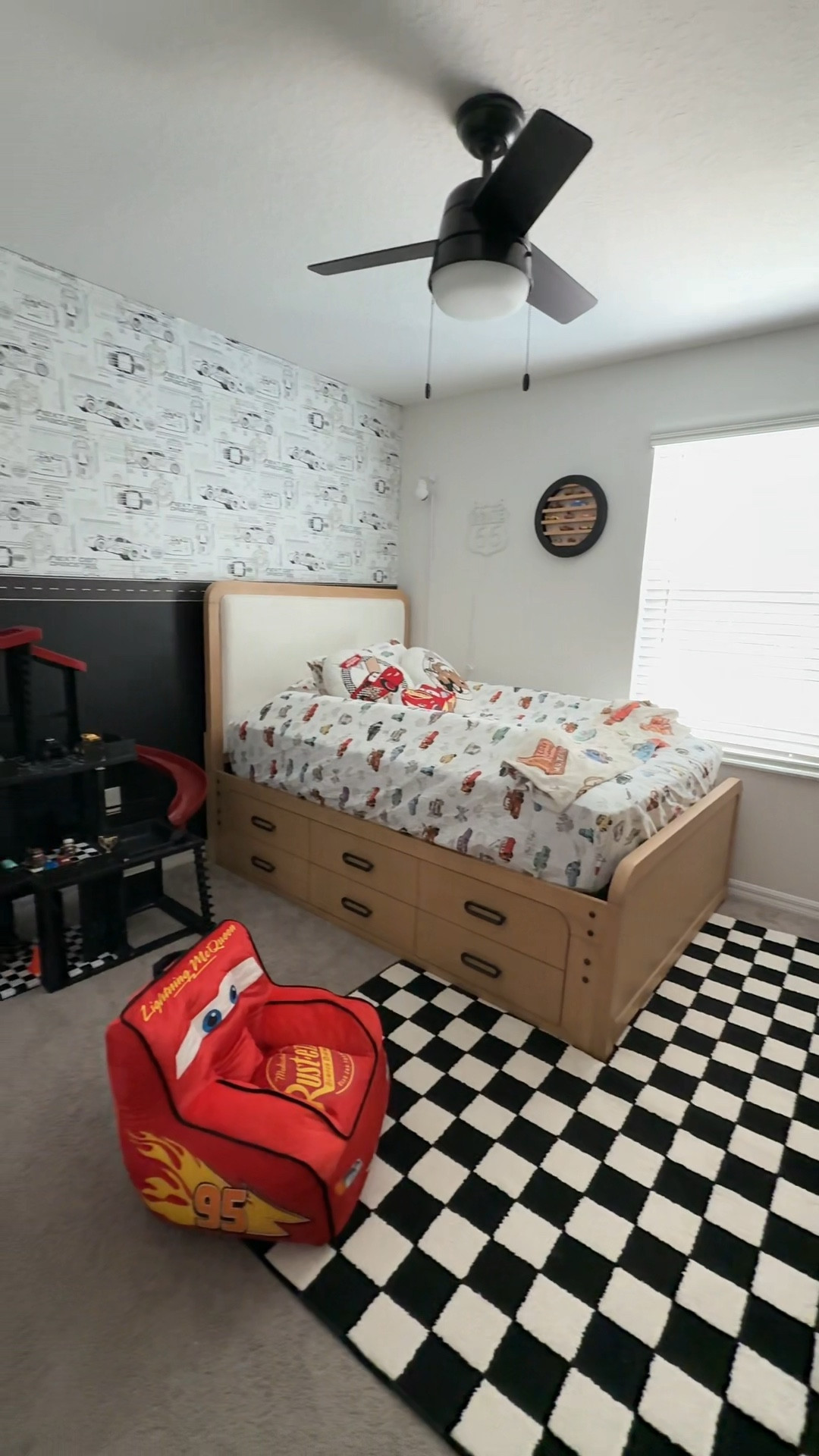 Obsessed with how everything came out! Disney cars room theme! ⚡️🚦🏁🏎️ 

#toddlerboyroom #carsbedroom #lightingmcqueen #bedroommakeover #boymom #amazon #amazinfinds #roomstogo #walmart 

#LTKKids #LTKHome