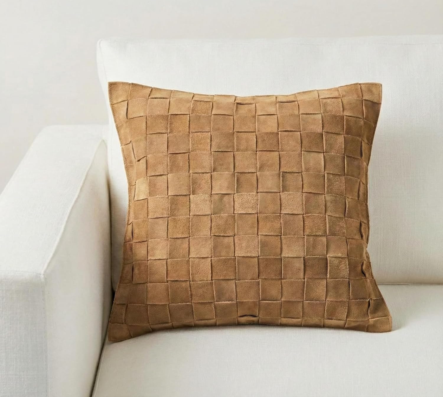 Genuine Lamb Leather Cushion Pillow Cover - Luxury Leather Pillow Case - Modern, Boho, Farmhouse ... | Amazon (US)