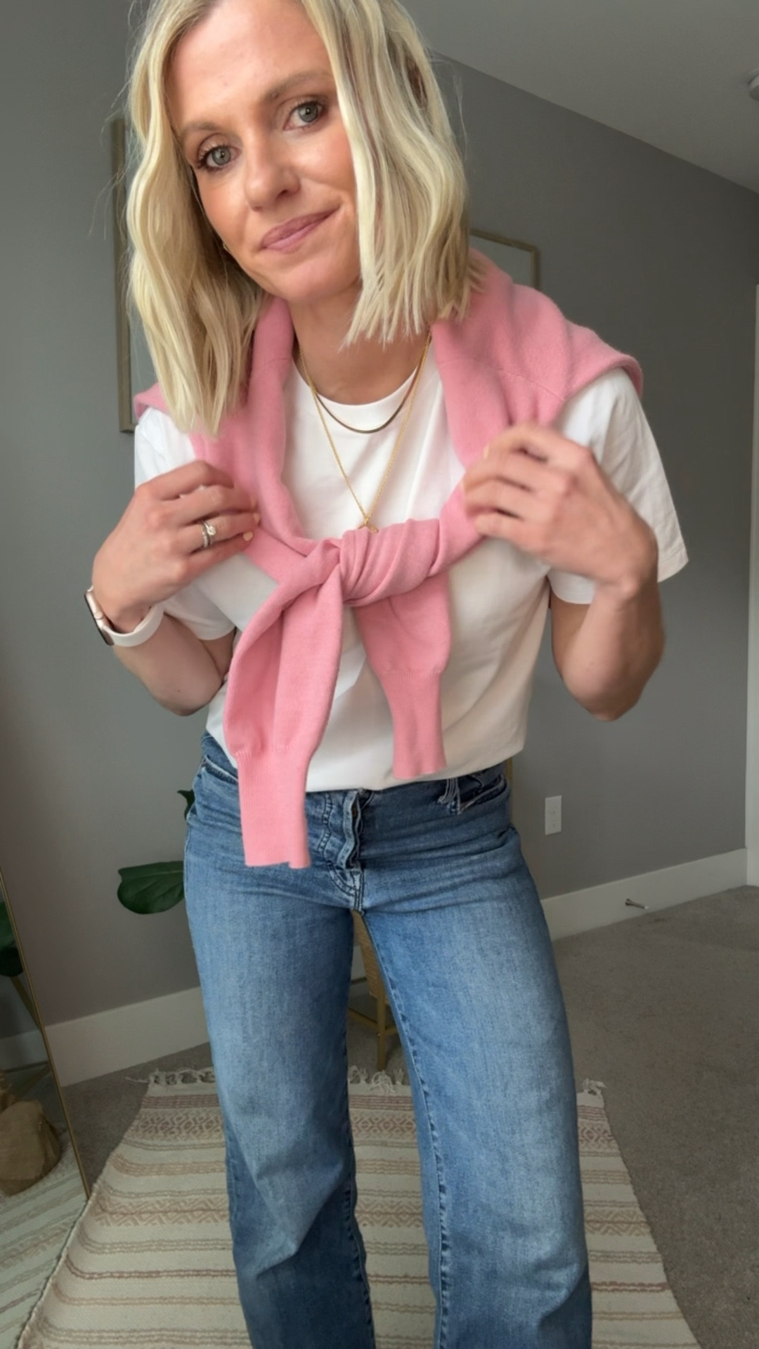 Adding some color to my outfit of the day with this pink sweater around my shoulders! 
Shirt- small
Sweater- small
Jeans- not available, linked similar, brand is Mother

#LTKSeasonal #LTKOver40 #LTKPetite