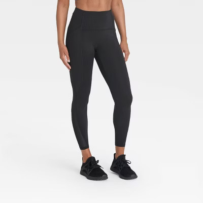 Women's Sculpted Linear Mesh High-Rise 7/8 Leggings 25" - All in Motion™ Black XS | Target