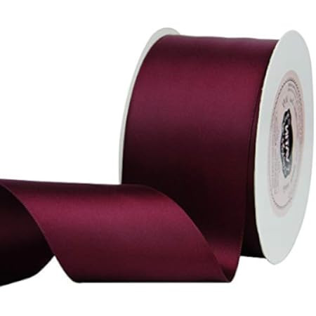 2" Inch Double Faced Satin Ribbon Burgundy Solid Polyester Craft Ribbon - 25 Yards Perfect for Gift  | Amazon (US)