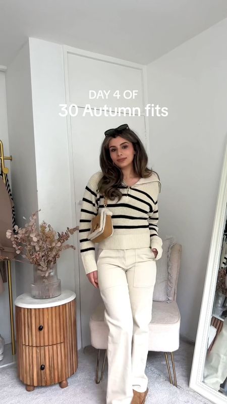 30 days of autumn outfits, day 4 🍂. A simple and easy fall outfit to recreate 

30 days of outfits, autumn outfit ideas, 
autumn outfits, autumn fashion, knit striped jumper, autumn outfit inspo, uk fashion OOTD, knit, monochrome look, easy fashion, Monki striped jumper, H&M beige striped zipped jumper, cargo beige trousers, straight cut beige jeans, uggs, how to style Tasman Ugg, Dior bag, modest fashion, fall outfit trends, fall fashion 

Fall styling video, 30 days of autumn outfits, 30 days of outfits challenge, 30 days of fall fits 

#LTKVideo #LTKeurope #LTKU