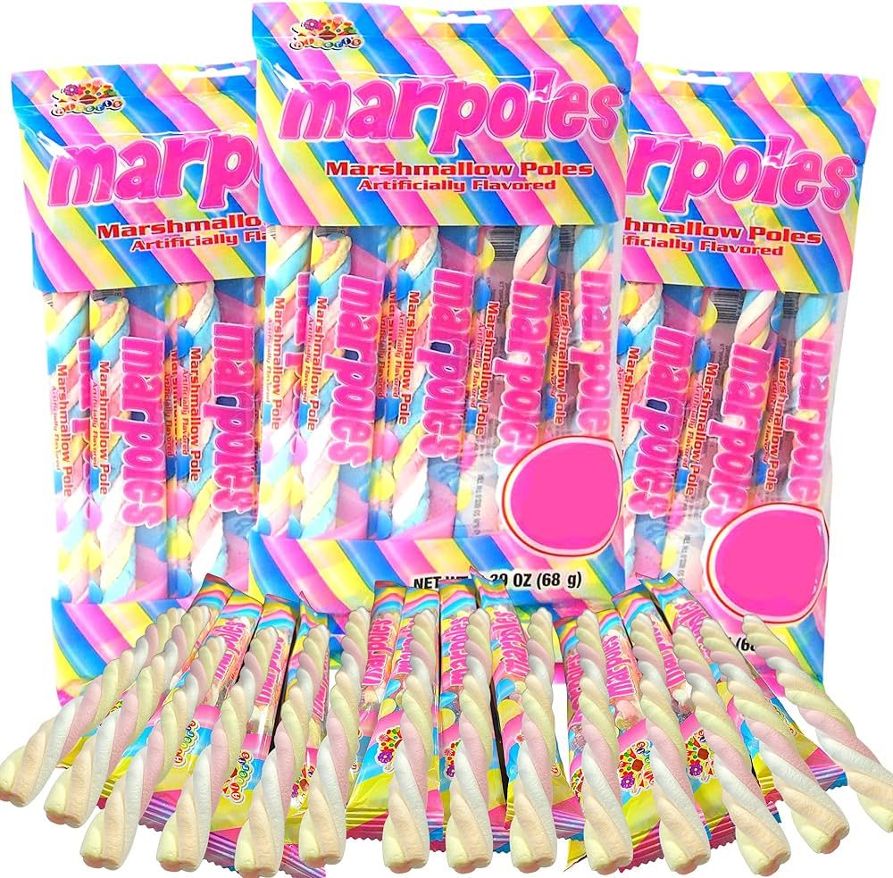 Marpoles Marshmallow Poles Candy Twist Pack of 3 Individually Wrapped Unicorn Party Favors 27 Mar... | Amazon (US)