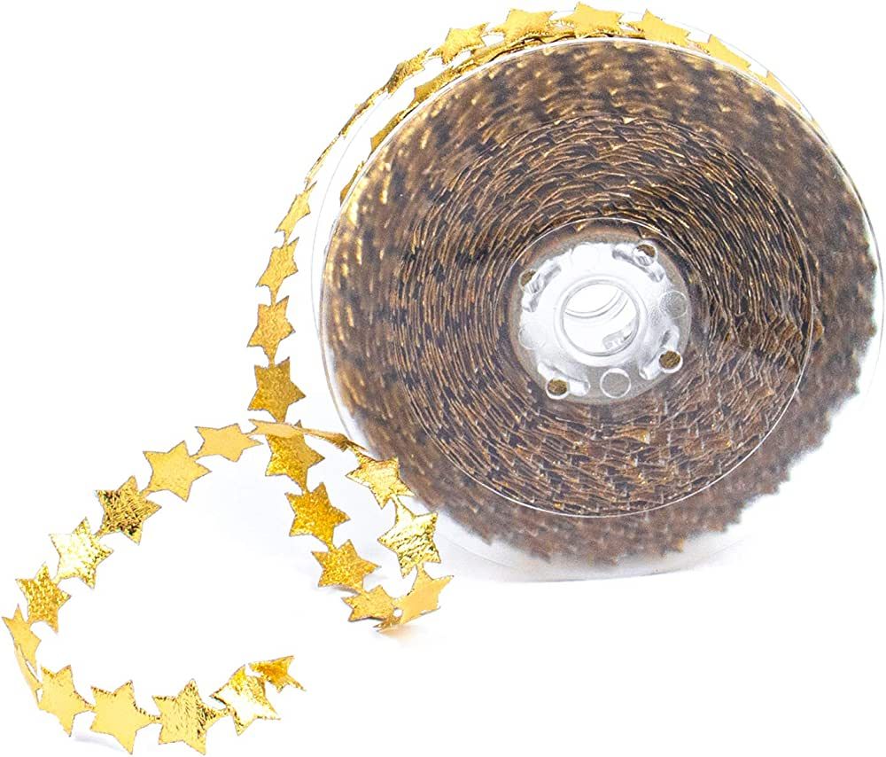 AUEAR, Polyester Star Ribbon Trim Gold Stars Decorations Gold Star Ribbon Trim Embellishment for ... | Amazon (US)
