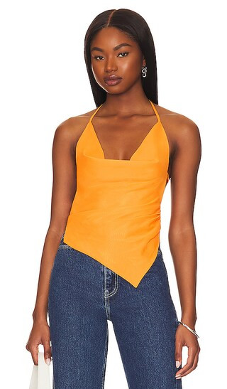 Olivia Cowl Neck Top in Orange | Revolve Clothing (Global)